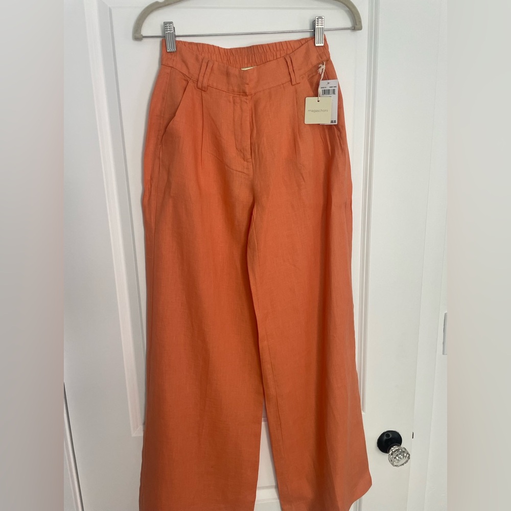 NWT!  Orange Wide-Leg Linen Pants